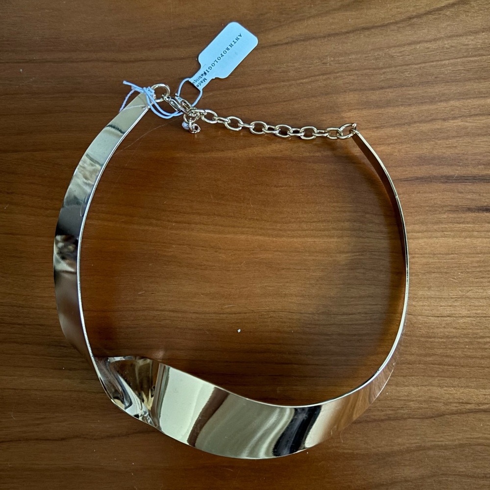 Anthropologie Folded Ribbon Metal Necklace - Picture 4 of 5